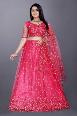 JAY RAMDEV FASHION Embroidered Semi Stitched Lehenga Choli(Pink)