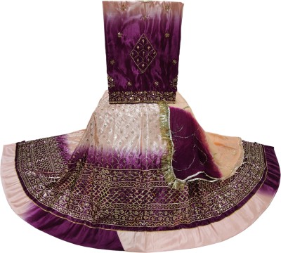 MANTUSHTI Embroidered Semi Stitched Rajasthani Poshak(Purple)