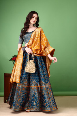 SWAMI STUDIO Self Design Semi Stitched Lehenga Choli(Multicolor)