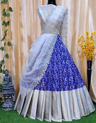 KASHTBHANJAN CRETION Self Design Semi Stitched Lehenga Choli(Blue)