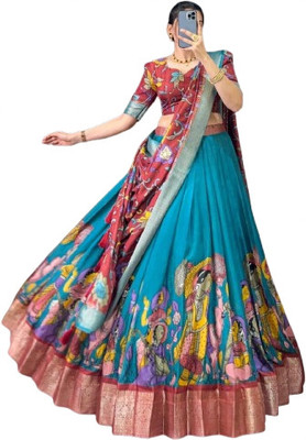 RADHVI BIZ Self Design Semi Stitched Lehenga Choli(Light Blue)