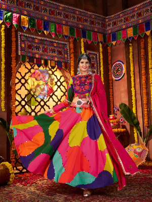 odette Printed Semi Stitched Lehenga Choli(Multicolor)