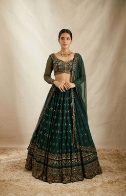 A To Z Cart Embroidered Semi Stitched Lehenga Choli(Green)