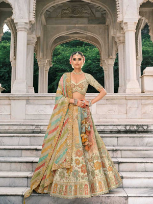 Shree nath Sadi Centre Solid Semi Stitched Lehenga Choli(Green)