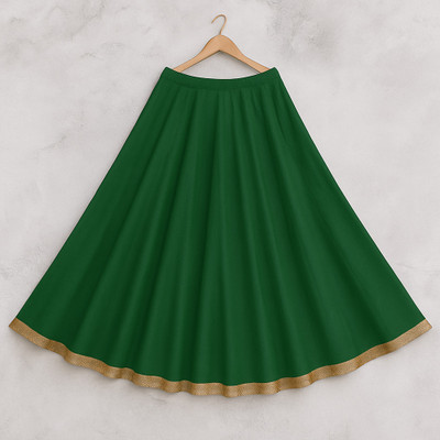 lazyandcrazy shop Self Design Semi Stitched Lehenga Skirt(Dark Green)