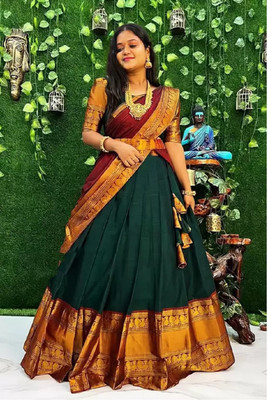 zengry Embellished Semi Stitched Lehenga Choli(Green)