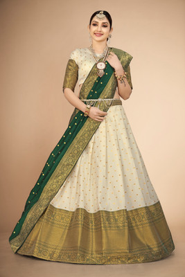 Fabcartz Self Design Semi Stitched Lehenga Choli(Green)