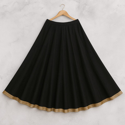 lazyandcrazy shop Self Design Semi Stitched Lehenga Skirt(Black)