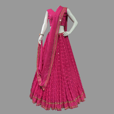 KAPANKU Self Design Semi Stitched Lehenga Choli(Red)