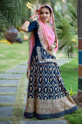SANSKAR TEXTILES Embroidered Semi Stitched Rajasthani Poshak(Multicolor)