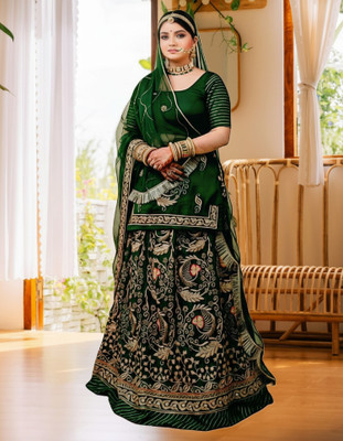 SHREE AMBEY TRADING Embroidered Semi Stitched Rajasthani Poshak(Green)