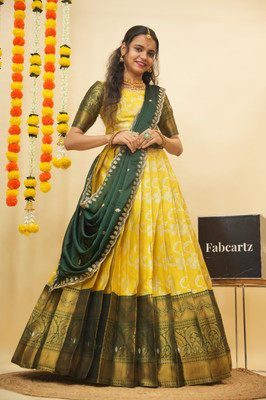 SHREE CREATION Self Design Semi Stitched Lehenga Choli(Yellow)