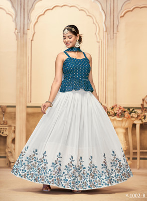 TADKESHVAR Embroidered Semi Stitched Lehenga Choli(Light Blue)