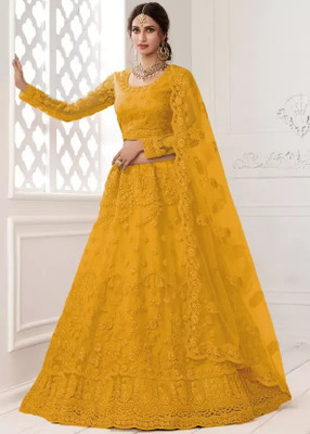 AADITASYA Embroidered Semi Stitched Lehenga Choli(Light Green)