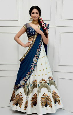 SANSKAR TEXTILE Embroidered Semi Stitched Lehenga Choli(Multicolor)