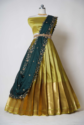 Fabcartz Self Design Semi Stitched Lehenga Choli(Yellow)