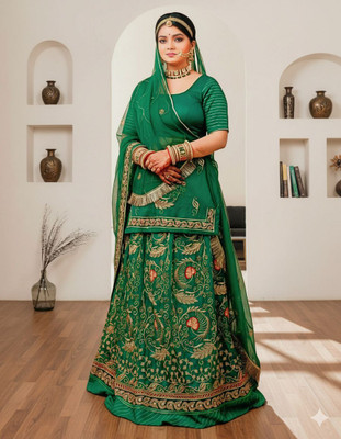 SHREE AMBEY TRADING Embroidered Semi Stitched Rajasthani Poshak(Green)