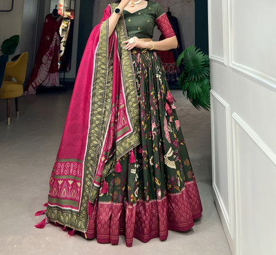 Zinsy Creation Printed Semi Stitched Lehenga Choli(Multicolor)