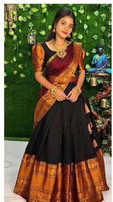 MR Y Self Design Semi Stitched Lehenga Choli(Black)