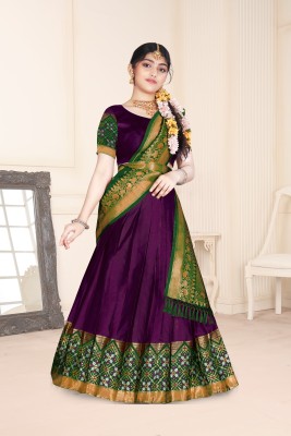 HN FASHION Printed Semi Stitched Lehenga Choli(Purple)