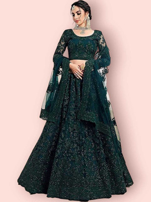 Beautypiee Embroidered Semi Stitched Lehenga Choli(Multicolor)