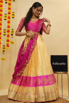 SHREE CREATION Self Design Semi Stitched Lehenga Choli(Pink)