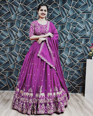 VIVAI CREATION Embroidered Semi Stitched Lehenga Choli(Multicolor)