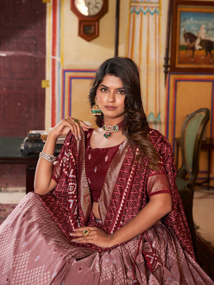 AAYUSHYAM ENTERPRISE Floral Print Semi Stitched Lehenga Choli(Maroon)
