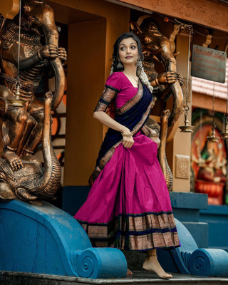 PAVITRAA SAREES Solid Semi Stitched Lehenga Choli(Pink)