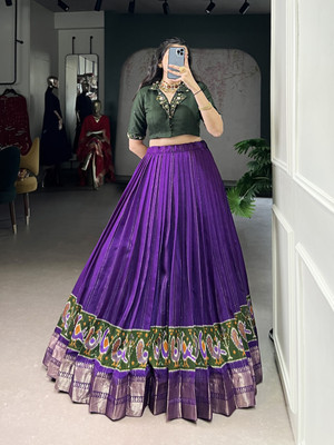 LookNbook art Printed Stitched Lehenga Choli(Purple)
