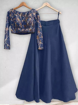 lazyandcrazy shop Self Design Semi Stitched Lehenga Choli(Blue)