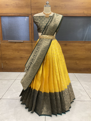 SHREE CREATION Self Design Semi Stitched Lehenga Choli(Yellow)