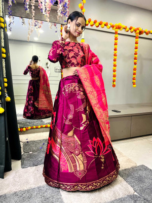 SHREE CREATION Self Design Semi Stitched Lehenga Choli(Purple)