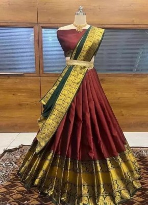 Samrthyafashion Striped Semi Stitched Lehenga Choli(Maroon)