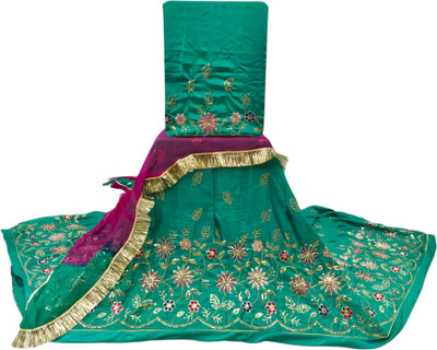 Man Fashion Embroidered Semi Stitched Rajasthani Poshak(Green)