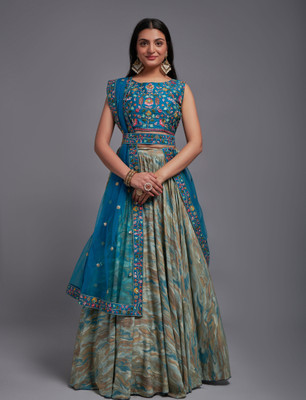 VED CREATION Embroidered Semi Stitched Lehenga Choli(Multicolor)