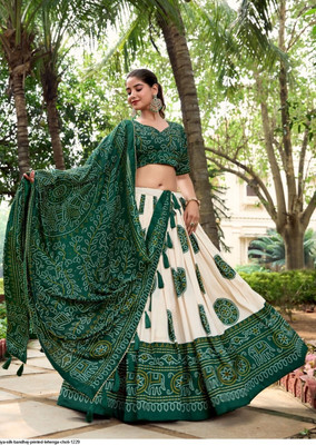 MITRABIZ Self Design Semi Stitched Lehenga Choli(Green)