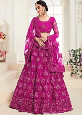 KUKADIYA CREATION Embroidered Semi Stitched Lehenga Choli(Pink)