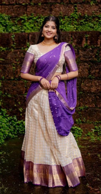 Harshiv Textile Self Design Semi Stitched Lehenga Choli(Beige)