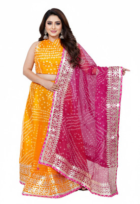 PAHNAVA Printed Semi Stitched Lehenga Choli(Multicolor)