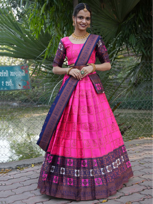 SHREE CREATION Self Design Semi Stitched Lehenga Choli(Pink)