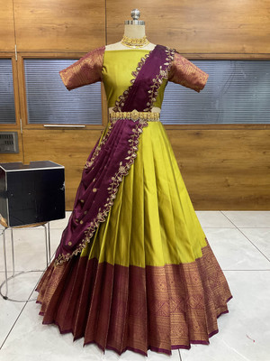 MR Y Self Design Semi Stitched Lehenga Choli(Yellow)