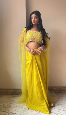 Starly Embroidered Stitched Lehenga with Jacket(Yellow)