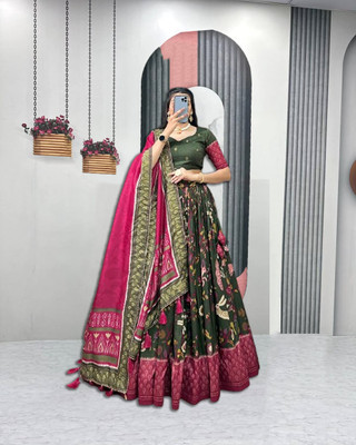 AAYUSHYAM ENTERPRISE Printed Semi Stitched Lehenga Choli(Green)