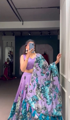 JENIJENI BIZ Self Design Semi Stitched Lehenga Choli(Purple)