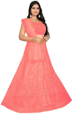 HKBDFAB Embroidered Semi Stitched Lehenga Choli(Multicolor)