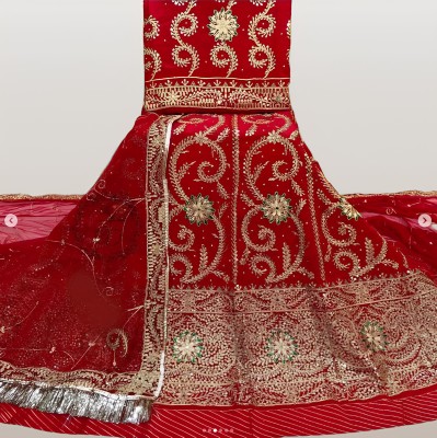 Anjani Textile Embroidered, Embellished Semi Stitched Rajasthani Poshak(Red)