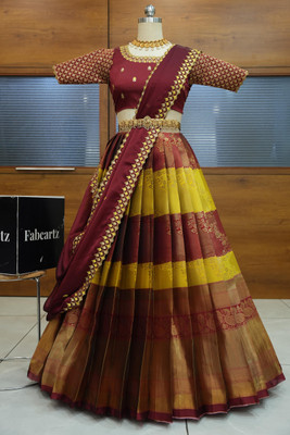 SHREE CREATION Self Design Semi Stitched Lehenga Choli(Yellow)