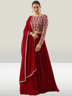 ISHU FAB Embroidered Semi Stitched Lehenga Choli(Maroon)