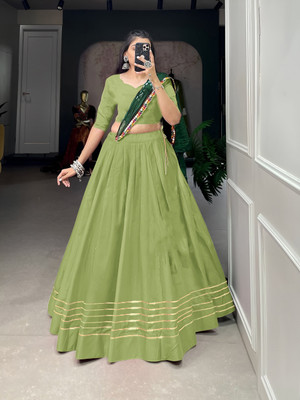 AAYUSHYAM ENTERPRISE Self Design Semi Stitched Lehenga Choli(Green)